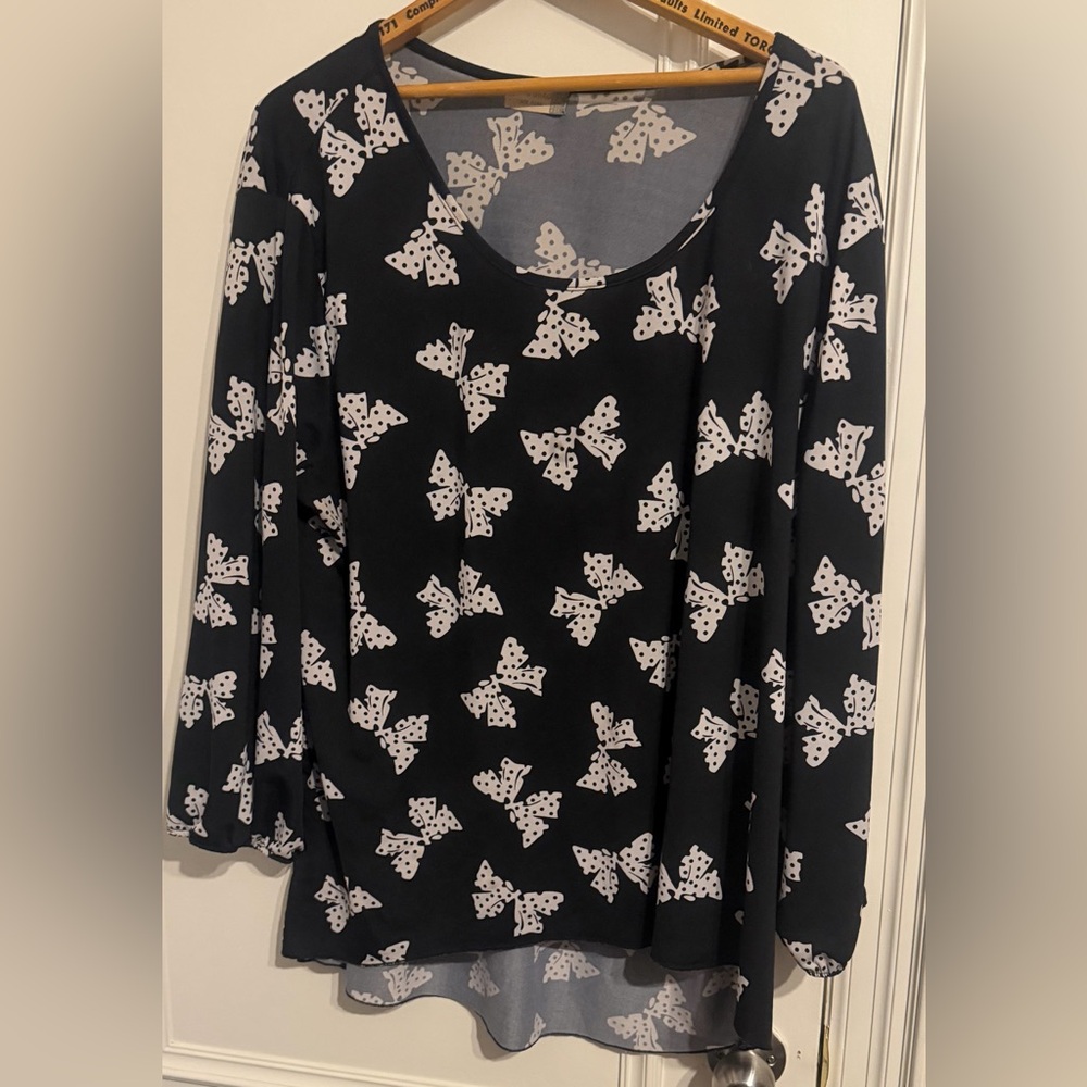 Jon & Anna Black and White Butterfly Long Sleeve Top